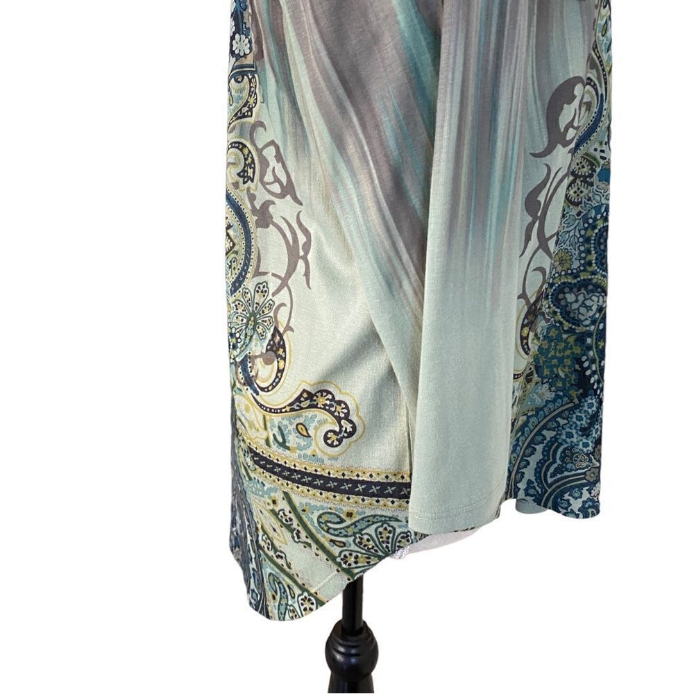 World Unity Boho Green Embellished Top Size M - Picture 5 of 6